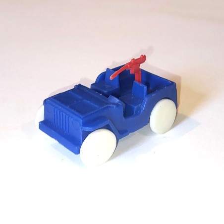 Vintage Playset Jeep With 50 Caliber Machine Gun Attached, Blue Soft Plastic