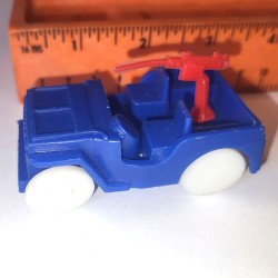 Vintage Playset Jeep With 50 Caliber Machine Gun Attached, Blue Soft Plastic