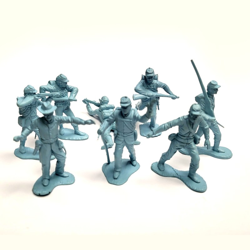 Marx Blue & Gray / Heritage / Civil War / ACW Playset Union Soldier 8 Figure Set in Satin Sheen Light Blue, Vintage Originals