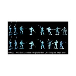 Marx Blue & Gray / Heritage / Civil War / ACW Playset Union Soldier 8 Figure Set in Satin Sheen Light Blue, Vintage Originals