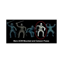 Marx Blue & Gray / Heritage / Civil War / ACW Playset Mounted and Caisson Pose Soldier, Satin Sheen Light Blue, Vintage Original