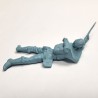 Marx Blue & Gray / Heritage / Civil War / ACW Playset Prone Soldier With Rifle, Satin Sheen Light Blue Vintage Original