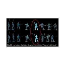 Marx Blue & Gray / Heritage / Civil War / ACW Playset Prone Soldier With Rifle, Satin Sheen Light Blue Vintage Original